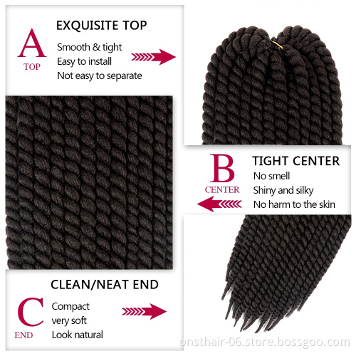 Onst Havana Twist Mambo Faux locs Crochet Braid Synthetic Hair 22 inch Crochet Braids Senegalese Pre Twist Crochet Braiding Hair